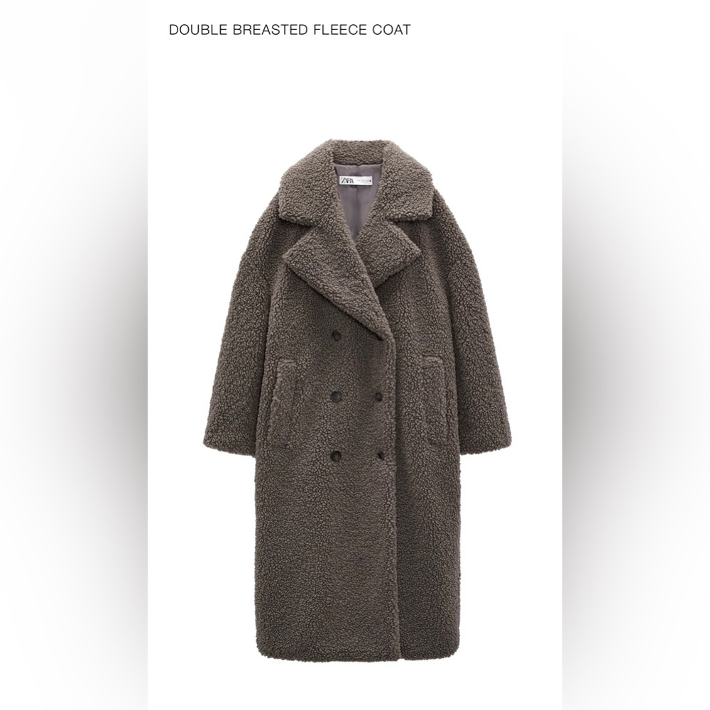 Zara Double Breasted Fleece Coat